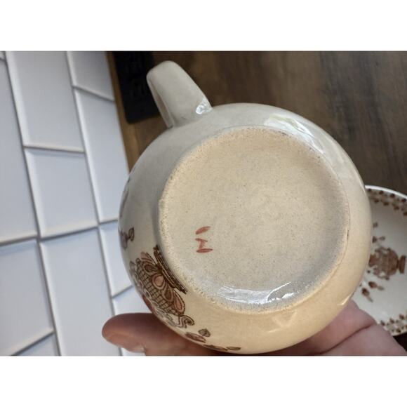 6 Johnson Bros. Old Granite Brown Jamestown Cups & Saucers Staffordshire READ - Picture 2 of 4